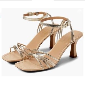 Seychelles Starboard Heels in Gold and Vacchetta Leather NIB